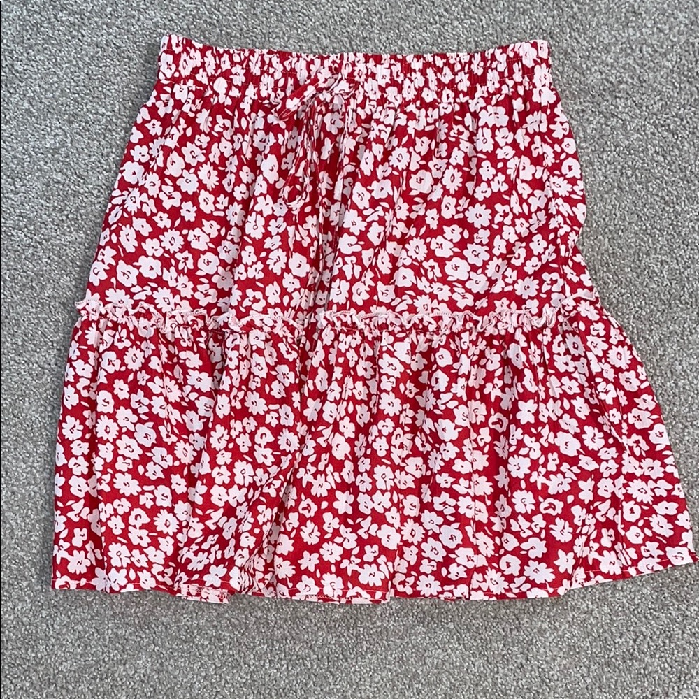 Floral Red Skirt